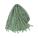 BONDYC Fashion Small Flower Print Tassel Shawls Long Soft Floral Scarves Hijab Wrap Wholesale 10pcs/LOT fangzi, Green