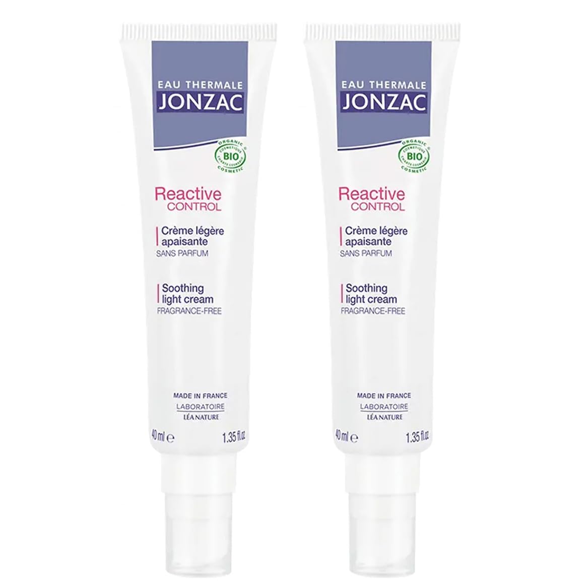 EAU THERMALE JONZAC | Reactive Control | Crème Légère Apaisante | Lot de 2x 40ml | Limite les risques de réactions cutanées | Haute tolérance | Sans parfum | 100% d'origine naturelle