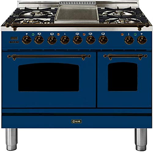 Ilve UPDN100FDMPBLY Nostalgie Series 40 Inch Dual Fuel Convection Freestanding Range, 5 Sealed