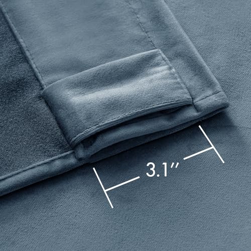 Image of MIULEE Velvet Curtains 52x96 inches 2 Panels Stone Blue Blackout Curtains | Luxury, Bedroom Living Room, Thermal Insulated, Super Soft Light Blue Dusty Blue Window Drapes, Rod Pocket & Back Tab