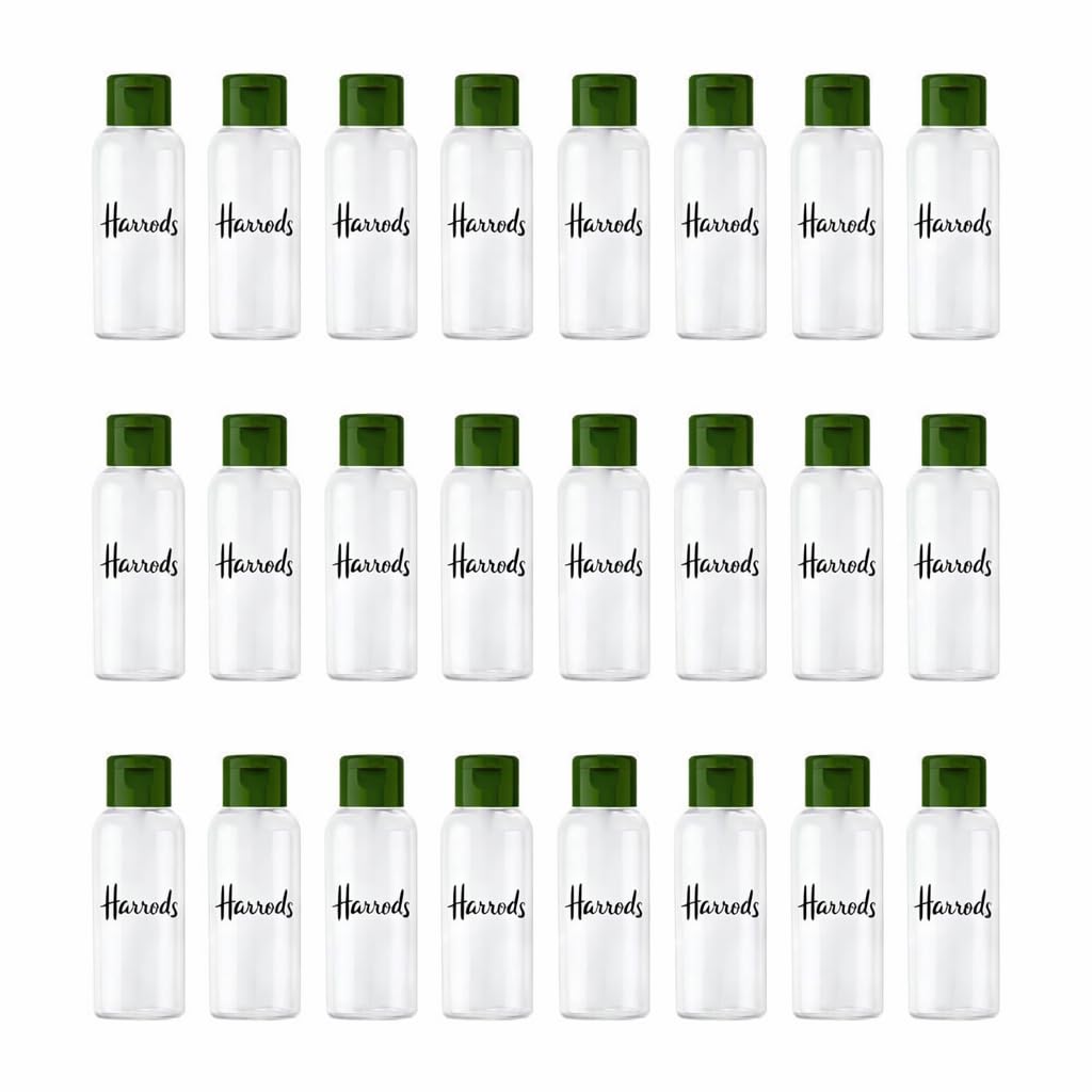 50ml Clear Refillable Travel Bottles (Pack of 24) | Leak-Proof Plastic Squeeze Containers with Green Flip Top Caps | Small Cosmetic & Toiletry Bottles for Shampoo, Lotion & Liquids