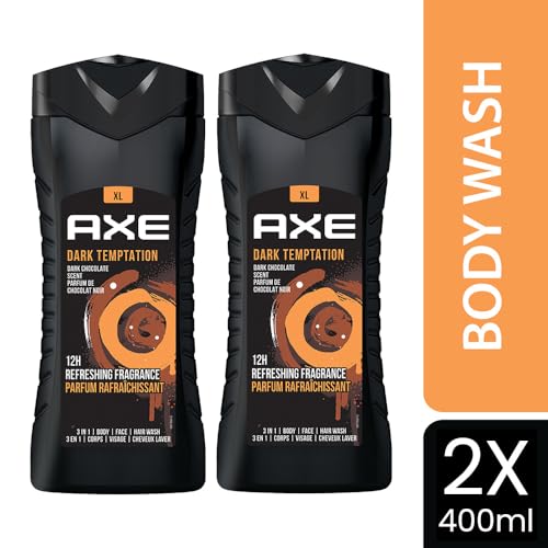 Image of AXE Dark Temptation 3-in-1 Body, Face & Hair Wash| Irresistible Chocolate Fragrance | Cleanses & Refreshes | Combo of 2 | 400 ml