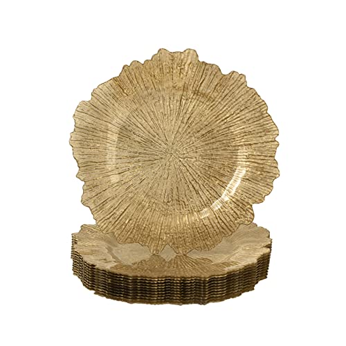 Usa Party Flower 13" Elegant Acrylic Reef Charger Plate, Set Of 12 (Gold) #TOP3