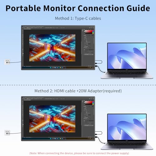 Image of Portable Monitor 18.5'' 1080P 100Hz 100% sRGB, Aluminum Alloy Shell, IPS Travel Monitor with USB-C HDMI Large Portable Screen for Laptop MacBook PC PS4 /5 Gaming Monitor with Kickstand