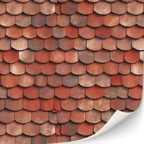 3 feuilles de tuiles autocollantes pour maison de poupée à l'échelle 1:12 (tuiles en couleur argile)