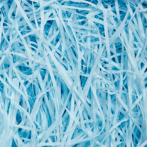 100g Light Blue Shredded Tissue Paper for Gift Boxes, Hampers and Gift Bags, Ideal Hamper Filling Suitable for Birthday Anniversary Wedding Party New Year All Occasions