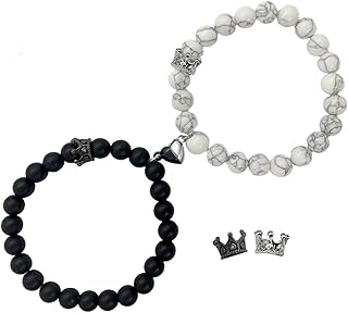 Couples Bracelets King&Queen Crown His and Her Bracelets Heart Matching Bracelets Long Distance Relationship Gifts for Boyfriend and Girlfriend on Anniversary Couples Jewelry for Women Men