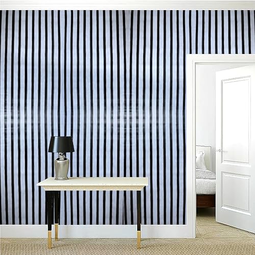 Image of Veki Luxury Floral & Botanical Geometric Wallpaper Mural - Waterproof, Moisture-Proof, Self-Adhesive PVC Wall Sticker for Home & Hotel Decoration (45cm x 300cm) (Silver Wooden Stripe)