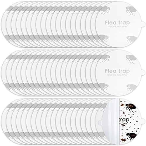 Flea Trap Refill Discs Sticky Fly Trap Refill Glue Board Refills Double Layer Adhesive Nontoxic Odorless Pest Control Replacement Sticky Glue Pads 7.1 Inch for Bugs Flies(60 Pcs)