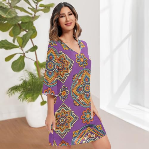 Robe décontractée en mousseline violette idéale pour vos sorties d'été - 3