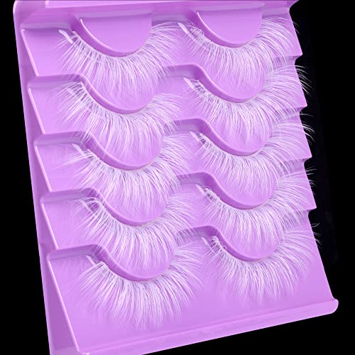 wiwoseo False Eyelashes Christmas Red Lashes Colored Lashes Colorful Fluffy Wispy Faux Mink Lashes Valentines Festival S