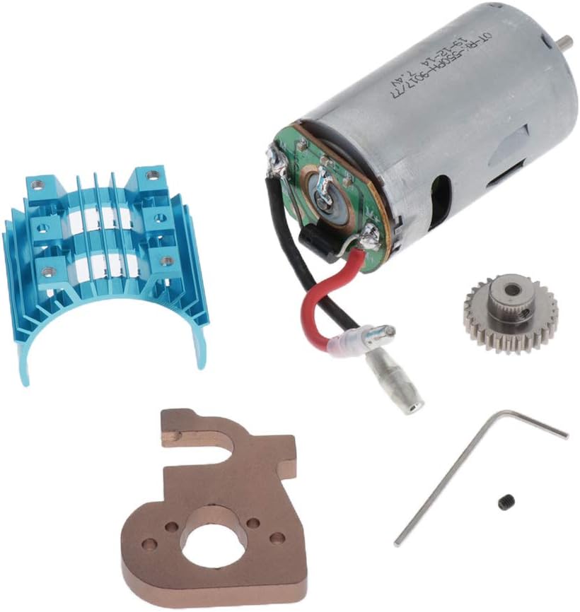 KingVal Replacement Metal 550 Brushed Motor with Motor Mount Heatsink and 27T Gear Combo RC Parts Compatible with WLtoys 144001 1/14 RC Car