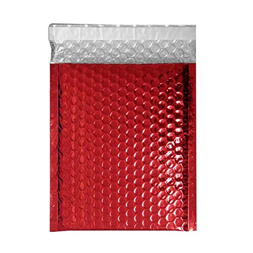 10 x Shiny Metallic Gloss RED Foil Bubble Padded Envelopes Bags 180x250mm D/1