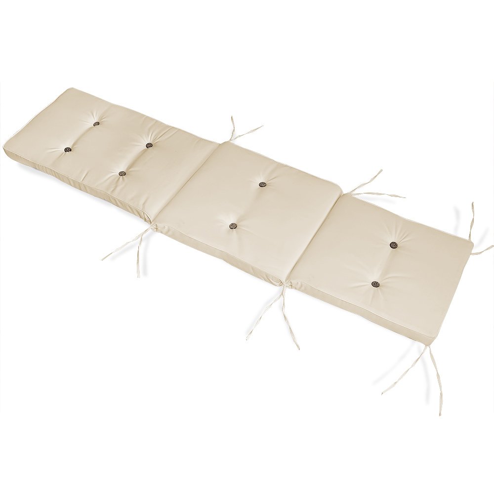 Detex® Cojín para Tumbona Crema Almohadilla para Silla de jardín Aspecto Lino hidrófugas 184,5 x 43 x 5 cm