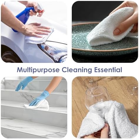 Terry Cloth Cleaning Rags (50 lbs, 300 pcs), 100% Cotton Shop Towels, Lint-Free & Absorbent Bar Mop Cloths for Kitchen, Auto Detailing, Painting & Wood Staining, Washable & Reusable, 15x18 in — 사진 3
