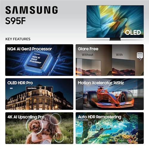 Image of SAMSUNG 83-Inch Class OLED S95F 4K Glare Free Smart TV (2025 Model) NQ4 AI Gen3 Processor, OLED HDR Pro, Motion Xcelerator 164Hz, Dolby Atmos, Samsung Vision AI, Alexa Built-in