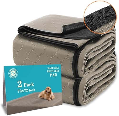 Washable Pee Pads for Dogs 72″ x 72″, 2 Pack, Reusable Puppy Pads, Dog Training Pads with Quick Dry, Large Anti-Slip Whelping Pad for Pet, Playpen, Incontinence, Housebreaking.