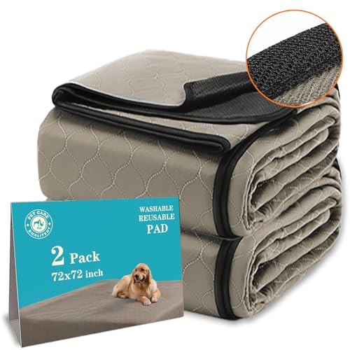 Image of Bunlitent Washable Pee Pads for Dogs 72 inch x 72 inch, 2 Pack, Reusable Puppy Pads, Dog Training Pads with Quick Dry, Large Anti-Slip Whelping Pad for Pet, Playpen, Incontinence, Housebreaking
