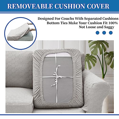 XINEAGE 2025 New 4 Pieces Extra Large Couch Covers for 3 Cushion Sofa Super Stretch Sofa Cover for 3 Large Seat Cushion Universal Slip Cover for Living Room (Silver Grey), 91"-110"(3 Cushions)