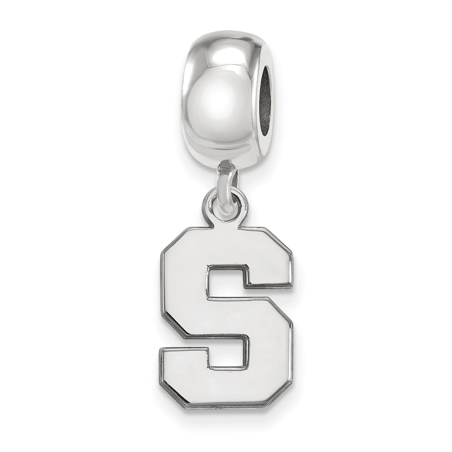 Michigan State Bead Charm Small (1/2 Inch) Dangle (Sterling Silver)