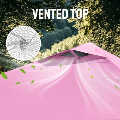 Image of CROWN SHADES 10x10 Pop Up Canopy Tent - Patented Center Lock One Push Instant Outdoor Canopy Beach Tent with STO-N-Go Bag 8 Stakes & 4 Sand Bags,Pink