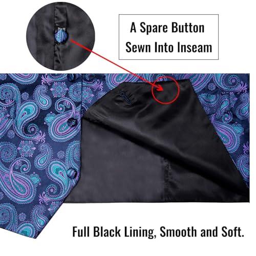 Image of DiBanGu Mens Vest and Tie Set Formal Paisley Waistcoat and Necktie Pocket Square Cufflinks Silk Suit Vest for Tuxedo Wedding