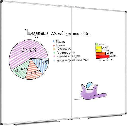 Miniatura 1 de XBoard Pizarra blanca magnética grande de borrado en seco de 48 x 48 pulgadas, 4 x 4 pies, pizarra blanca plegable para pared con bandeja de