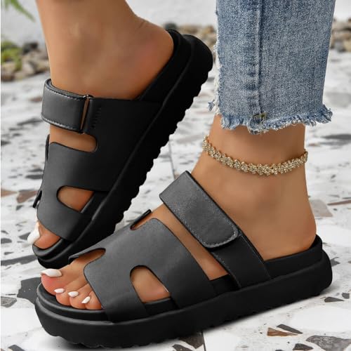 Womens Fashion Platform Sandals Comfy for Woman Slip On Thick Sole Slide Sandals Open Toe Non Slip ummer Flats Shoes Beach Sandals4