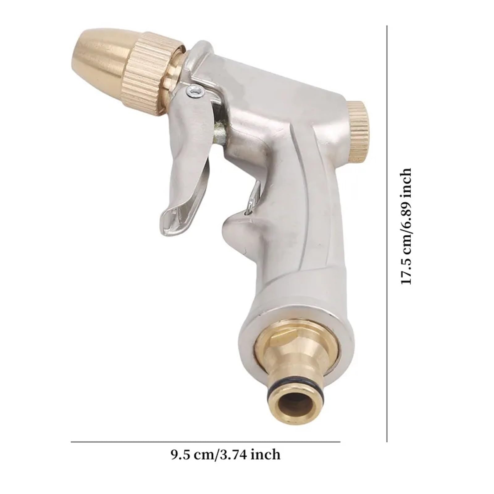 Pistolet d'arrosage avec embout multi-jets, Mousse de lavage voiture jardin argentée d'eau à haute pression en métal réglable portative 17.5x9.5cm