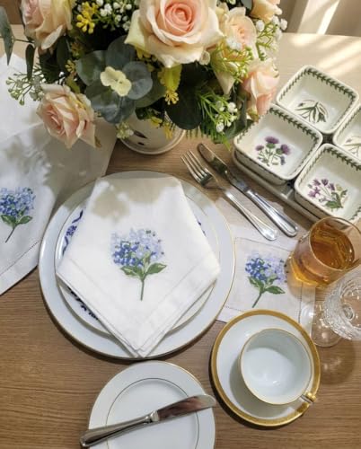 Set de 6 servilletas bordadas azul hortensia miniatura 6
