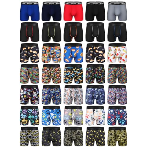 Teenage Boxer Briefs 5/7-Pack Size 13Y-16Y Quick-Dry Athletic Underwear with Fly Anti-Chafe Breathable for Daily Wear