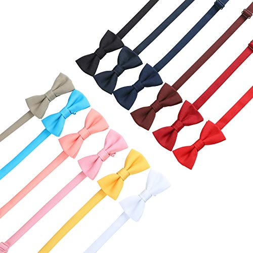 WELROG Klassische gebundene Fliege Kids & Men’Formal Solid Tuxedo Gabardine Einstellbare Fliege Krawatte für Erwachsene & Kinder für Hochzeitsfeier Ausgefallene Plain Bowties (Khaki)
