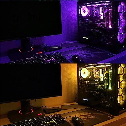 WOWLED Gaming PC RGB LED Strip Lights Magnetic for Mid Full Tower Case Lighting for Aura Sync Gamer DIY 4Pin RGB Header 30cm 5050 Pack of 3 Strips