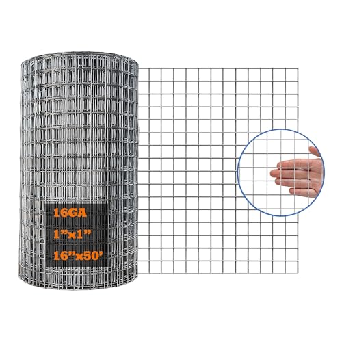 MTB Garden Malla de alambre soldada galvanizada para jardín, valla económica de 16 pulgadas x 50 pies-1 pulgada x 1 pulgada 16GA