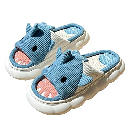 Men's Women's Linen Thick-Soled Cow Slippers, Linen Shark Slippers, Rabbit Linen Slippers, Linen Whale Thick-Soled Slippers Cloud Slide Hug Pillow Sandals