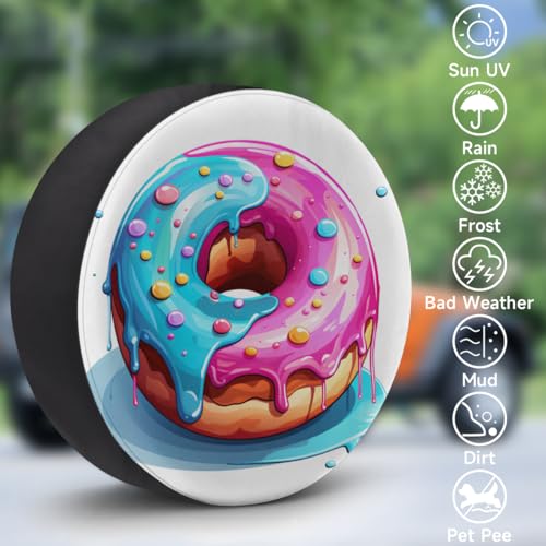 Image of Spare Tire Cover Colorful Donut Wheel Covers Protectors Waterproof Dust-Proof Universal Fit Trailer, RV, SUV and Many Vehicle 16 Inch