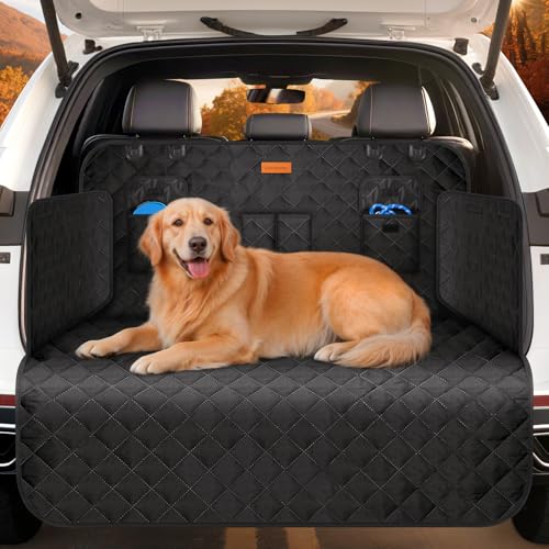 Looxmeer Funda Maletero Coche Perros Universal, Protector Antideslizante y Impermeable, con Protección Lateral, Cubierta Coche Antiarañazos Lavable para SUV Furgoneta Sedán, Negro