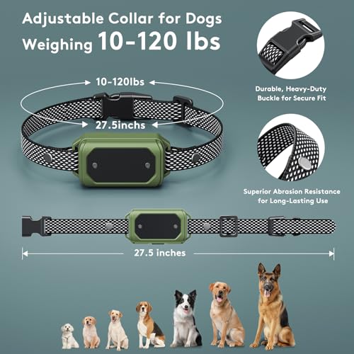 Image of Wireless Dog Fence & Training Collar - Waterproof Electric Fence System with Remote, Pet Containment, Adjustable Range 33-1000ft, Safe Shock /Vibration /Beep Modes (Green)