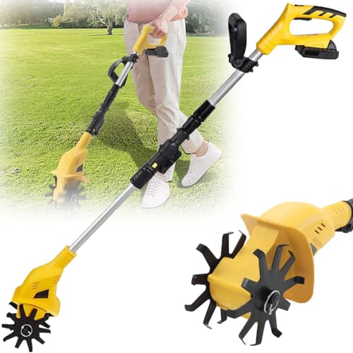 ylpddmm 20V 2000 mAh Mini Motocultor Eléctrica,Motoazada inalámbrica,Ancho de Labranza10cm,motoazada eléctrica con batería y Cargador, Mango Ajustable