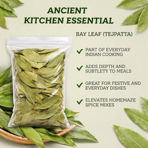 Image of Bay Leaf (Tejpatta) 150gm, 100% Natural Dry Organic, No Additives, Dried Whole Leaves for Cooking, Curries and Spice Blends