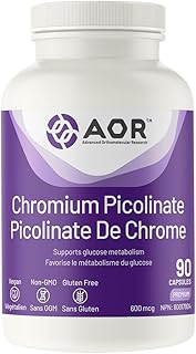 AOR - Chromium Picolinate 600mcg, 90 Capsules - Supports Heart Health, Blood Sugar Balance Supplement and Glucose Support Supplement - Supports Glucose Metabolism - Essential Trace Mineral
