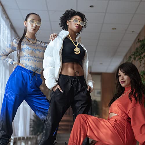 prota 4Pcs Hip Hop Costume Kit, 80s 90s Dollar Sign Necklace Sunglasses Bracelet Rings Hip Hop Costume Set for Women Men Rapper Fancy Dress Carnival Accessories - Image 5