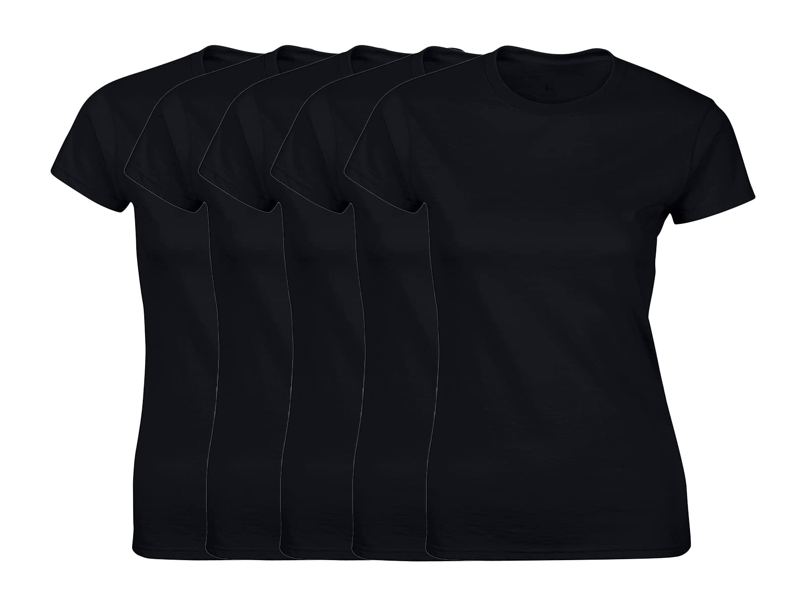 COOZO Women’s Soft Ringspun Cotton T-Shirts – Pack of 5 Plain, Feminine-Fit, Short Sleeve Basics