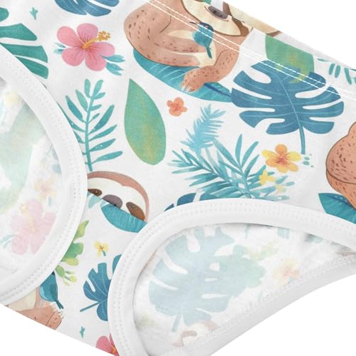 Wusikd Cute Sloth Girls' Underwear Cotton Tropical Forests Girls Briefs Soft Toddler Underwear 2T4