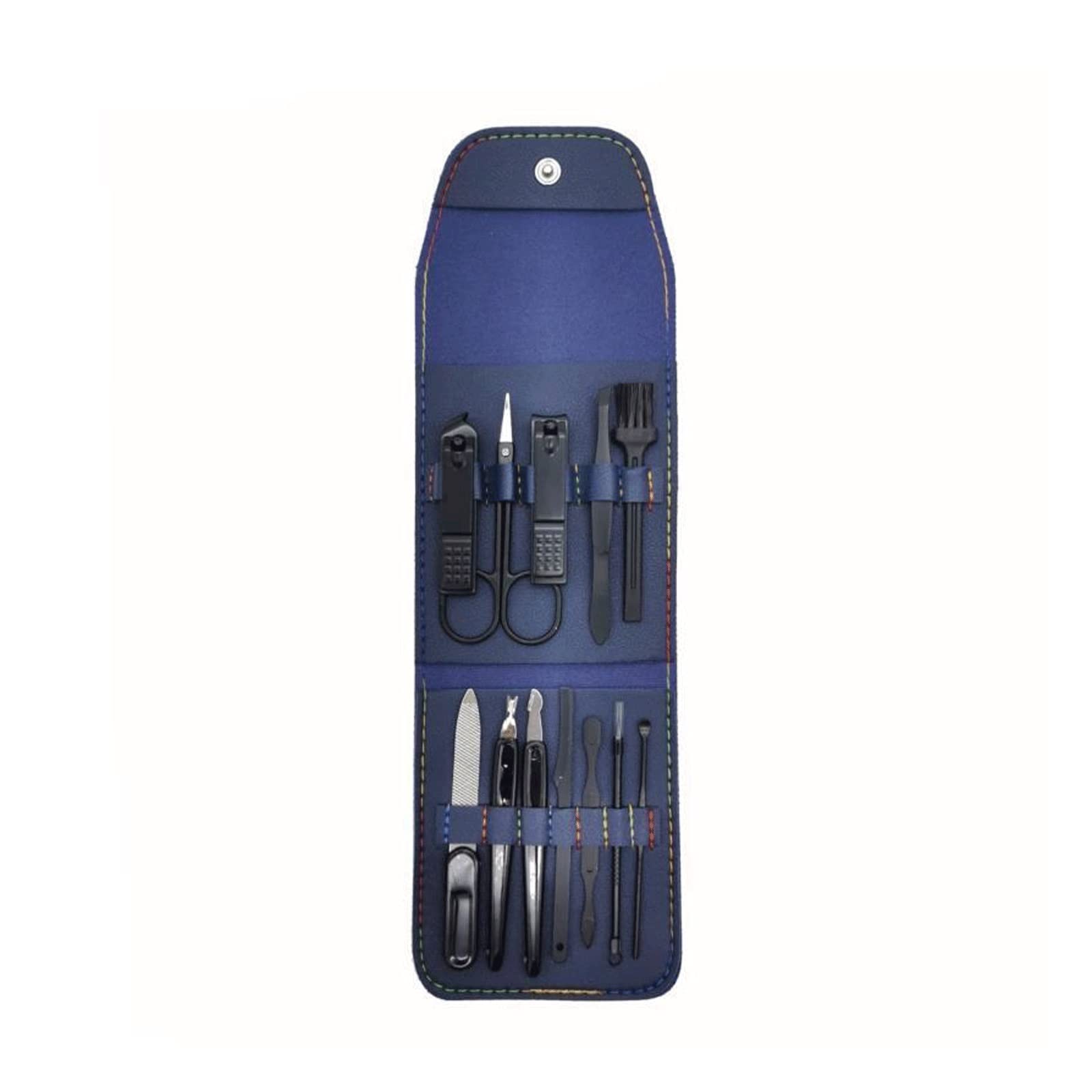 Cortaúñas, Juego de manicura, cortaúñas, Herramientas para el hogar, 12 Piezas, Cuchara para Orejas de Acero Inoxidable Negra, cortadores de uñas, Tijeras, Kit para Herramientas de manicura
