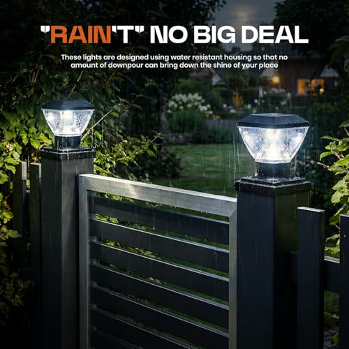 Image of Gigawatts GWDMW-02 Outdoor Gate Light - 20W Integrated Light 101% Rust & Waterproof Polycarbonate, ABS, PP Pillar Lamp Base Mount Black Exterior Fixture for Garden, Boundary & Home Entrance