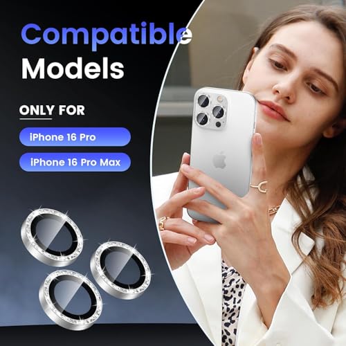 Image of Diamond Mobile Camera Lens Protector Compatible for iPhone 16 Pro & iPhone 16 Pro Max Grey