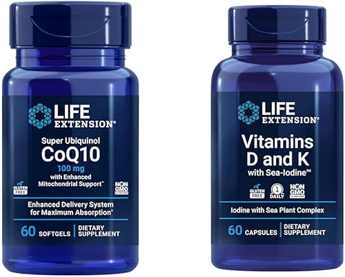 Life Extension Super Ubiquinol CoQ10 con soporte mitocondrial mejorado y vitaminas D y K con yodo de mar, vitamina D3