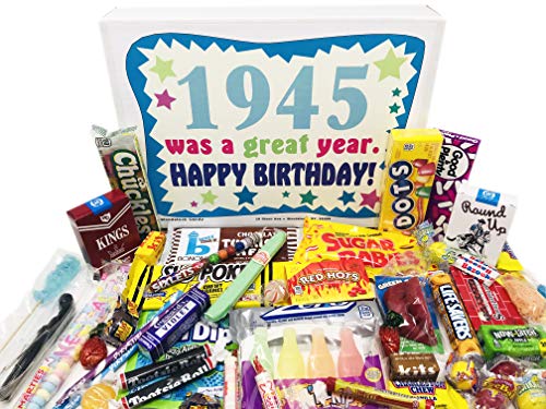 Woodstock Candy ~ 1945 75th Birthday Gift Box of Nostalgic Retro Candy from Childhood for 75 Year Old Man or Woman Born 1945