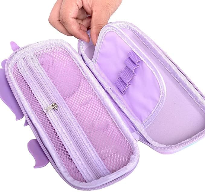 Image of 3D Unicorn Cover Large Capacity Pencil Case Compass with Compartments, School Supply Organizer for Students, Stationery Box, Cosmetic Zip Pouch Bag (Unicorn-Pouch)